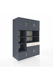 Kronos Dolap 10 Raflı Tek Çekmeceli 6 Kapaklı 132x59x195 Antrasit-Antrasit/Aytaşı