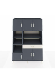 Kronos Dolap 10 Raflı Tek Çekmeceli 6 Kapaklı 132x59x195 Antrasit-Antrasit/Aytaşı