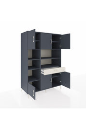 Kronos Dolap 10 Raflı Tek Çekmeceli 6 Kapaklı 132x59x195 Antrasit-Antrasit/Aytaşı