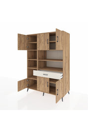 Kronos Dolap 10 Raflı Tek Çekmeceli 6 Kapaklı 132x59x195 Çam-Çam/Aytaşı