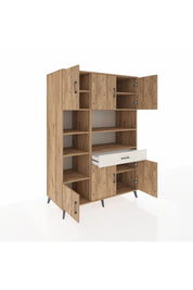 Kronos Dolap 10 Raflı Tek Çekmeceli 6 Kapaklı 132x59x195 Çam-Çam/Aytaşı