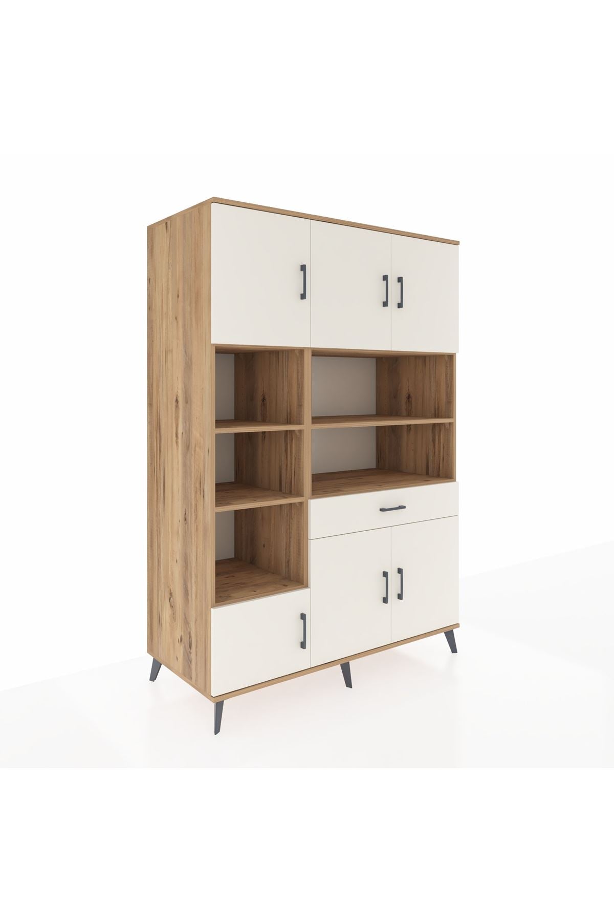 Kronos Dolap 10 Raflı Tek Çekmeceli 6 Kapaklı 132x59x195 Çam-Aytaşı/Aytaşı