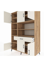 Kronos Dolap 10 Raflı Tek Çekmeceli 6 Kapaklı 132x59x195 Çam-Aytaşı/Aytaşı