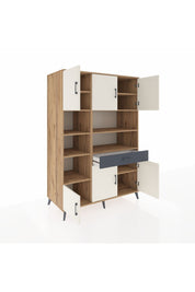 Kronos Dolap 10 Raflı Tek Çekmeceli 6 Kapaklı 132x59x195 Çam-Aytaşı/Antrasit