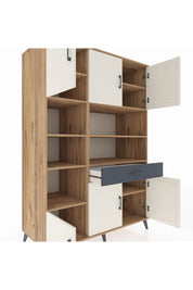 Kronos Dolap 10 Raflı Tek Çekmeceli 6 Kapaklı 132x59x195 Çam-Aytaşı/Antrasit