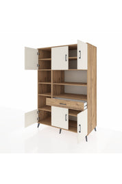 Kronos Dolap 10 Raflı Tek Çekmeceli 6 Kapaklı 132x59x195 Çam-Aytaşı/Çam