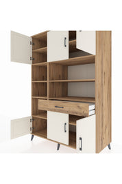 Kronos Dolap 10 Raflı Tek Çekmeceli 6 Kapaklı 132x59x195 Çam-Aytaşı/Çam