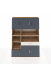 Kronos Dolap 10 Raflı Tek Çekmeceli 6 Kapaklı 132x59x195 Çam-Antrasit/Aytaşı