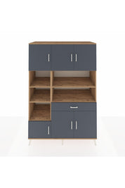 Kronos Dolap 10 Raflı Tek Çekmeceli 6 Kapaklı 132x59x195 Çam-Antrasit/Antrasit