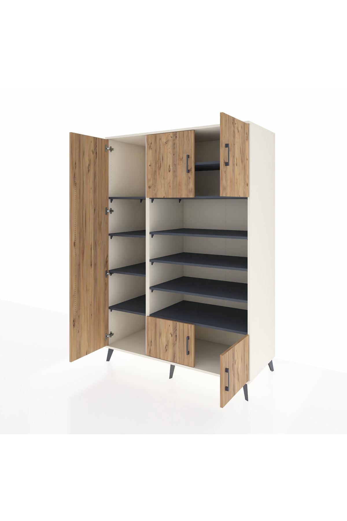 Kronos Dolap 10 Raflı 5 Kapaklı 132x59x195 Aytaşı-Çam/Antrasit