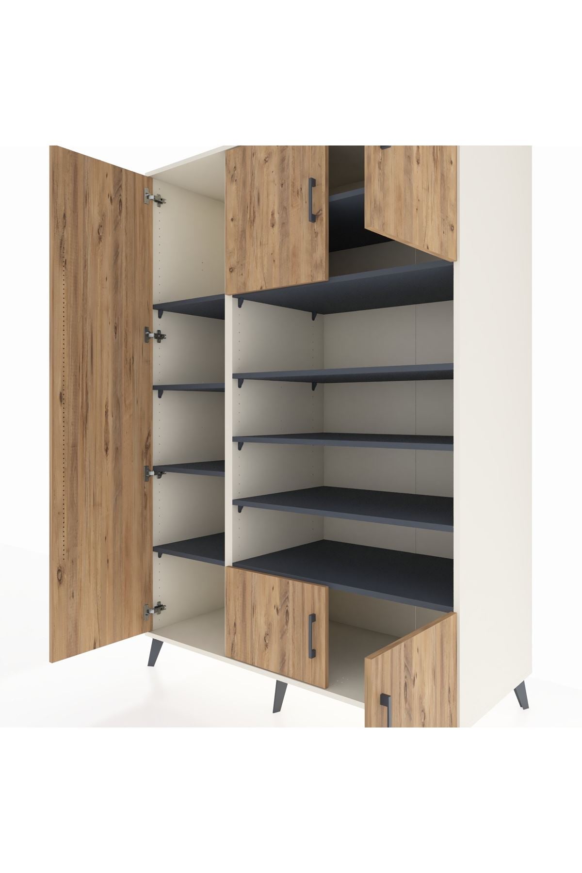 Kronos Dolap 10 Raflı 5 Kapaklı 132x59x195 Aytaşı-Çam/Antrasit