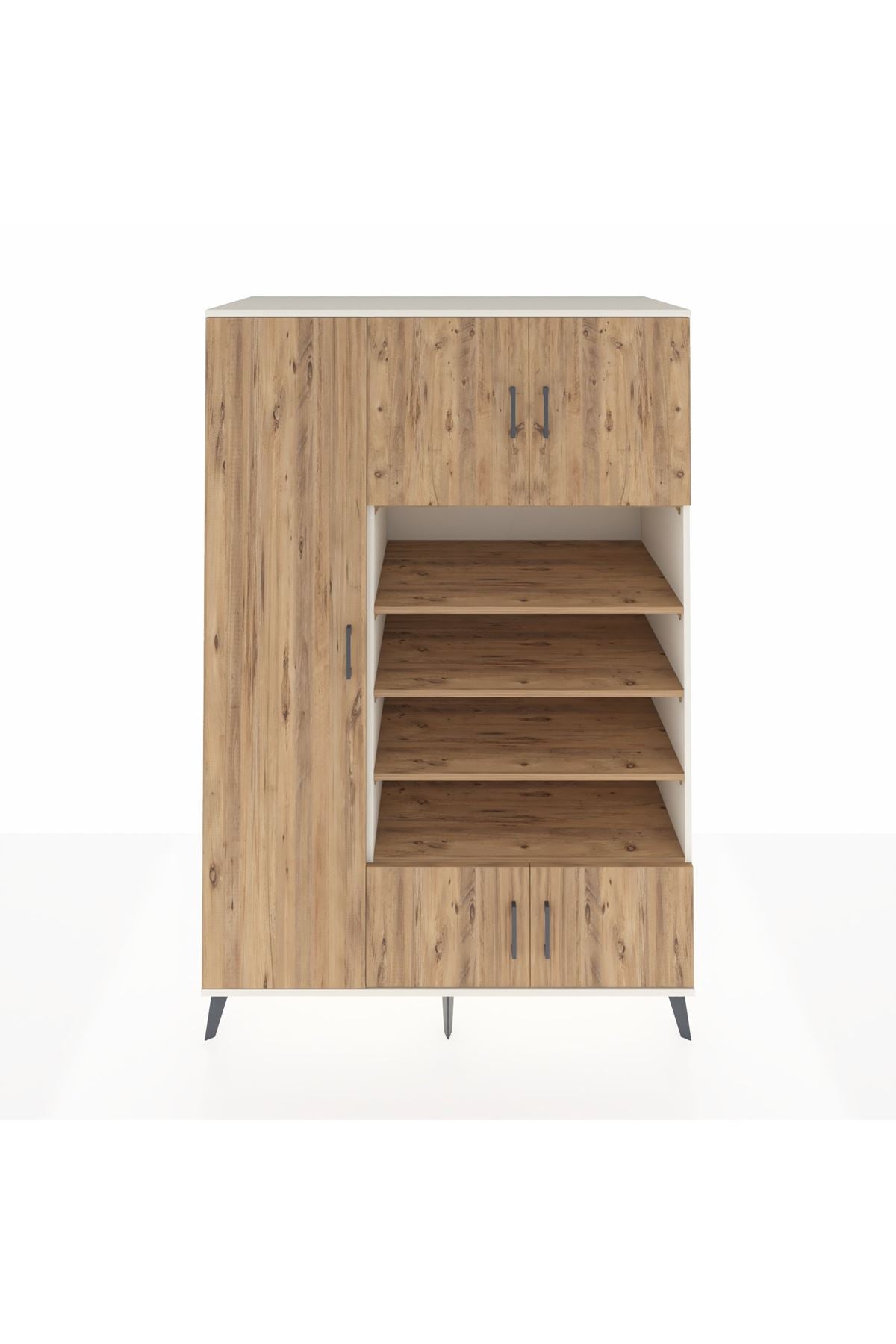 Kronos Dolap 10 Raflı 5 Kapaklı 132x59x195 Aytaşı-Çam/Çam