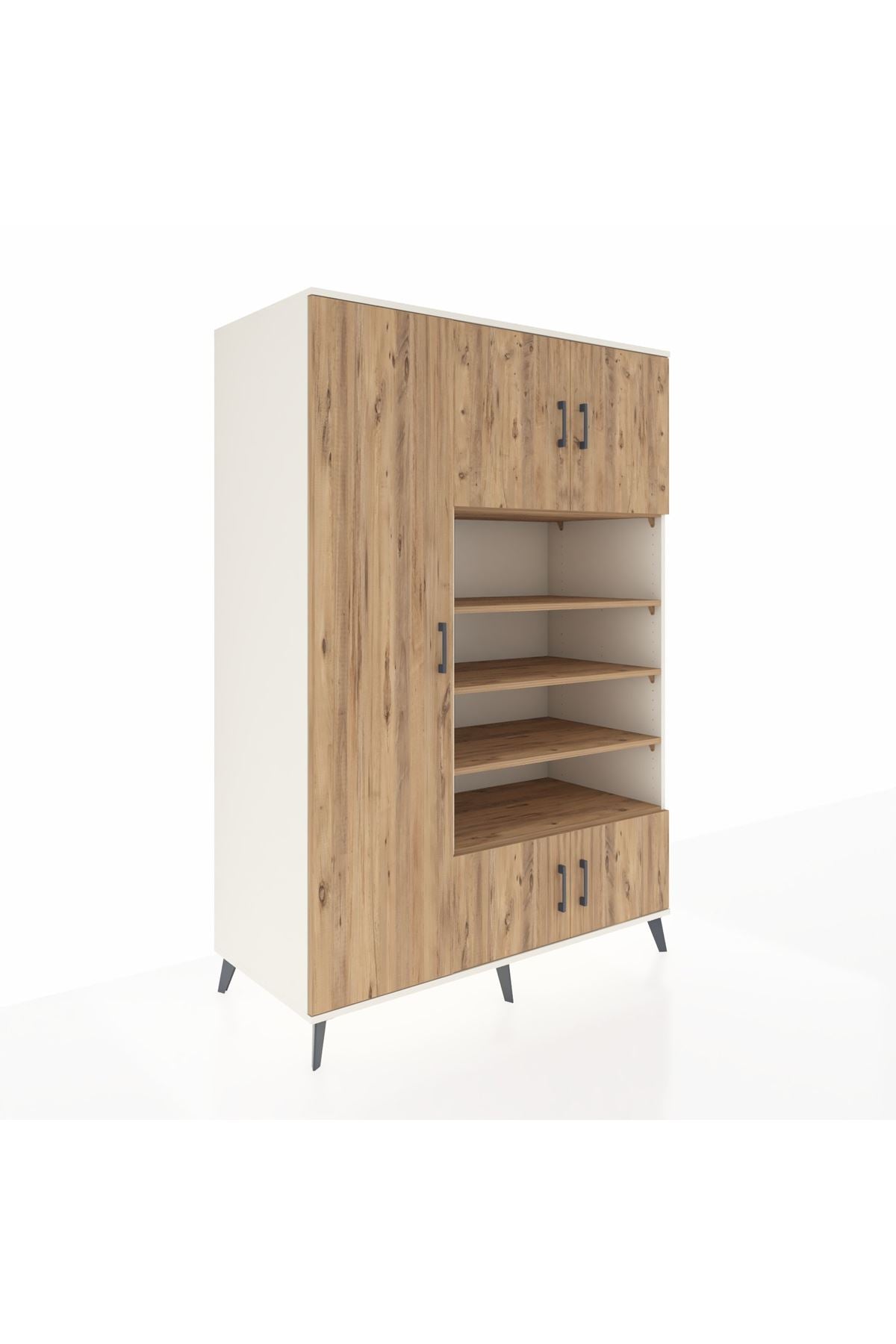 Kronos Dolap 10 Raflı 5 Kapaklı 132x59x195 Aytaşı-Çam/Çam