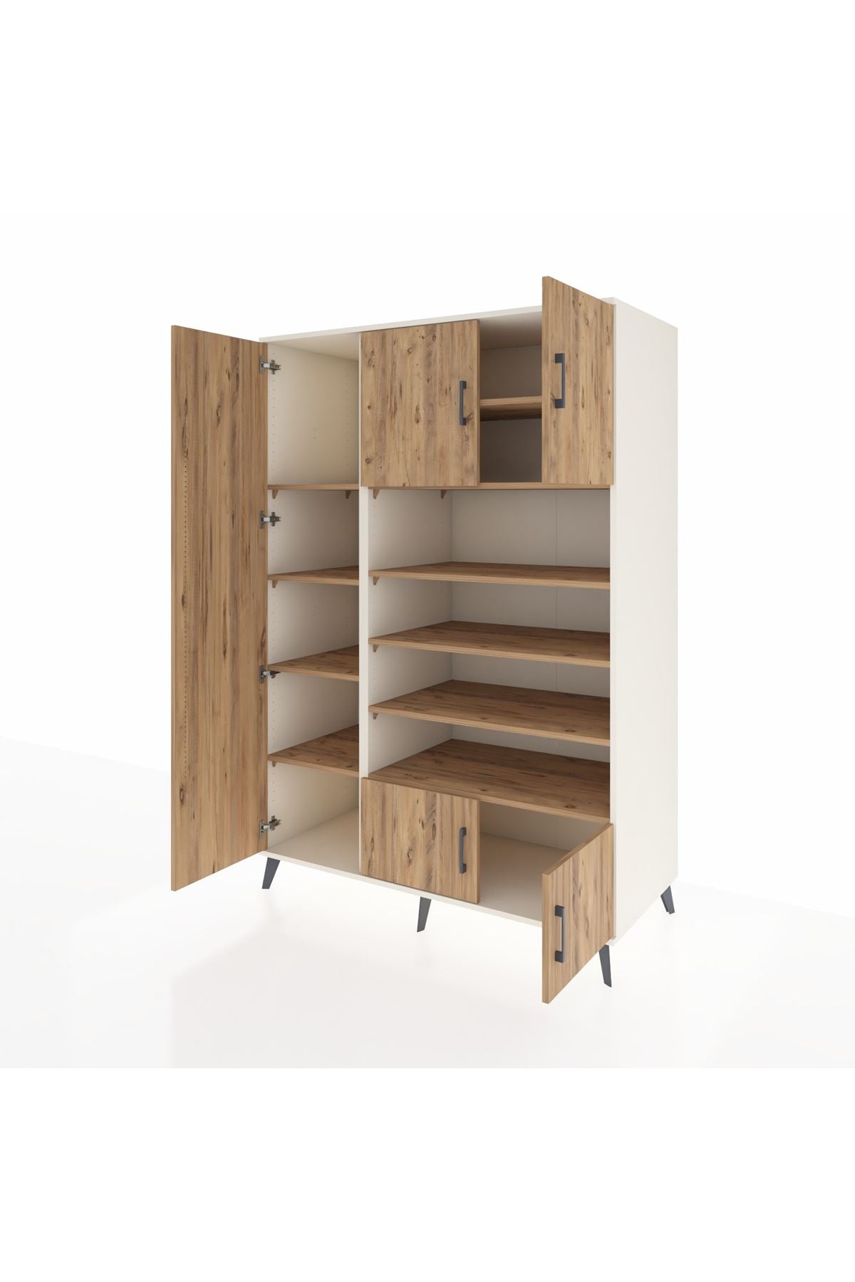 Kronos Dolap 10 Raflı 5 Kapaklı 132x59x195 Aytaşı-Çam/Çam