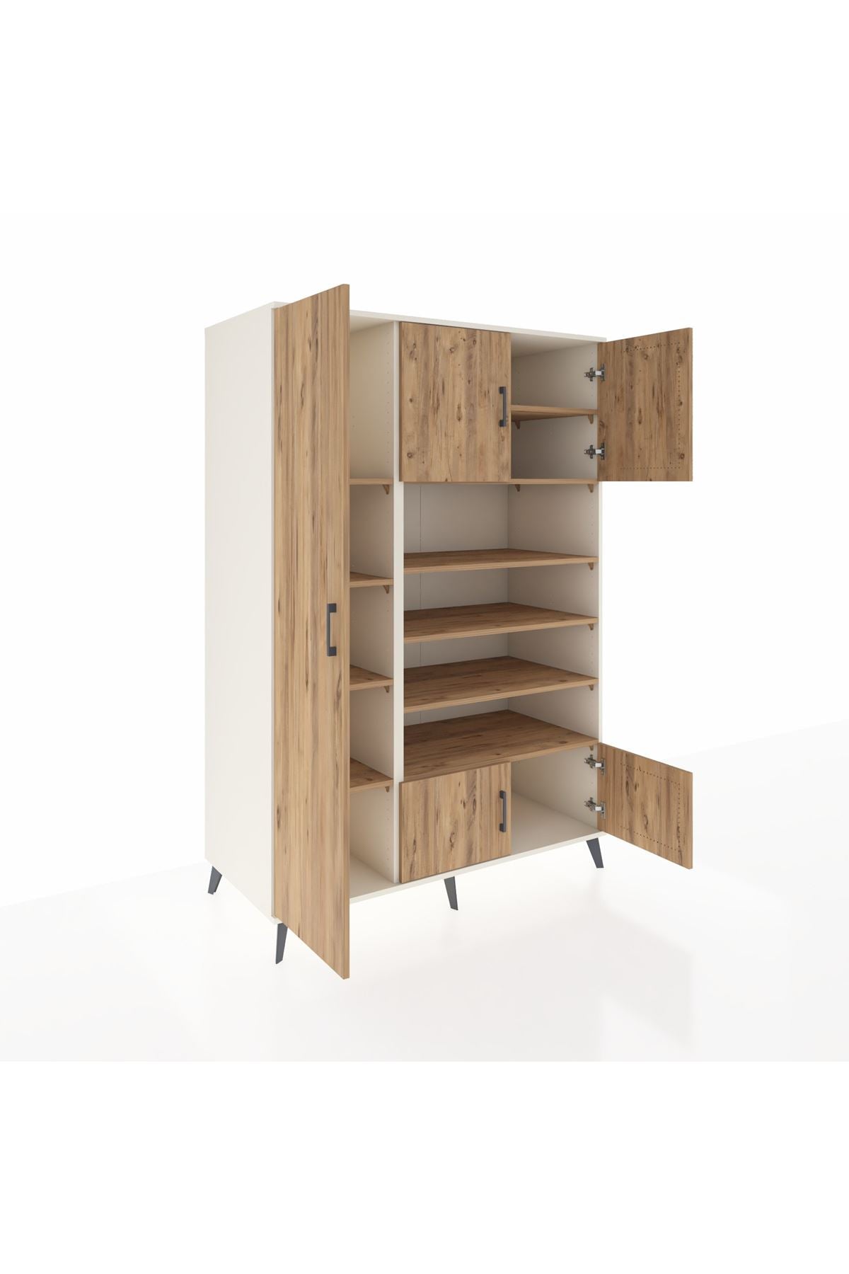 Kronos Dolap 10 Raflı 5 Kapaklı 132x59x195 Aytaşı-Çam/Çam