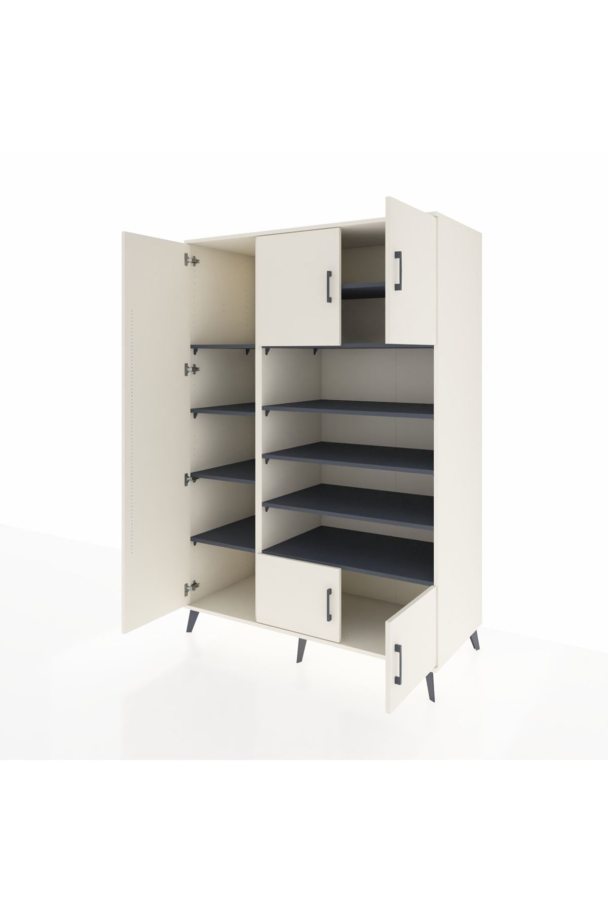 Kronos Dolap 10 Raflı 5 Kapaklı 132x59x195 Aytaşı-Aytaşı/Antrasit