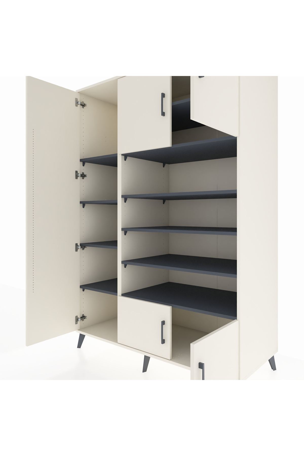 Kronos Dolap 10 Raflı 5 Kapaklı 132x59x195 Aytaşı-Aytaşı/Antrasit