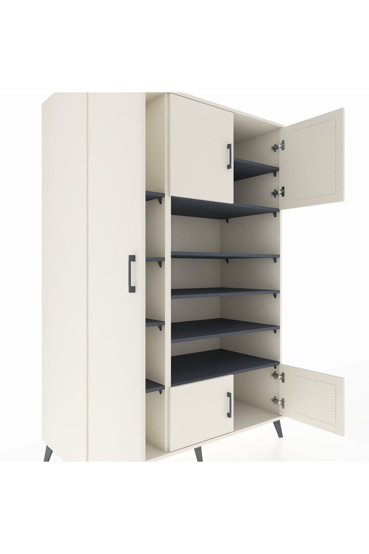 Kronos Dolap 10 Raflı 5 Kapaklı 132x59x195 Aytaşı-Aytaşı/Antrasit