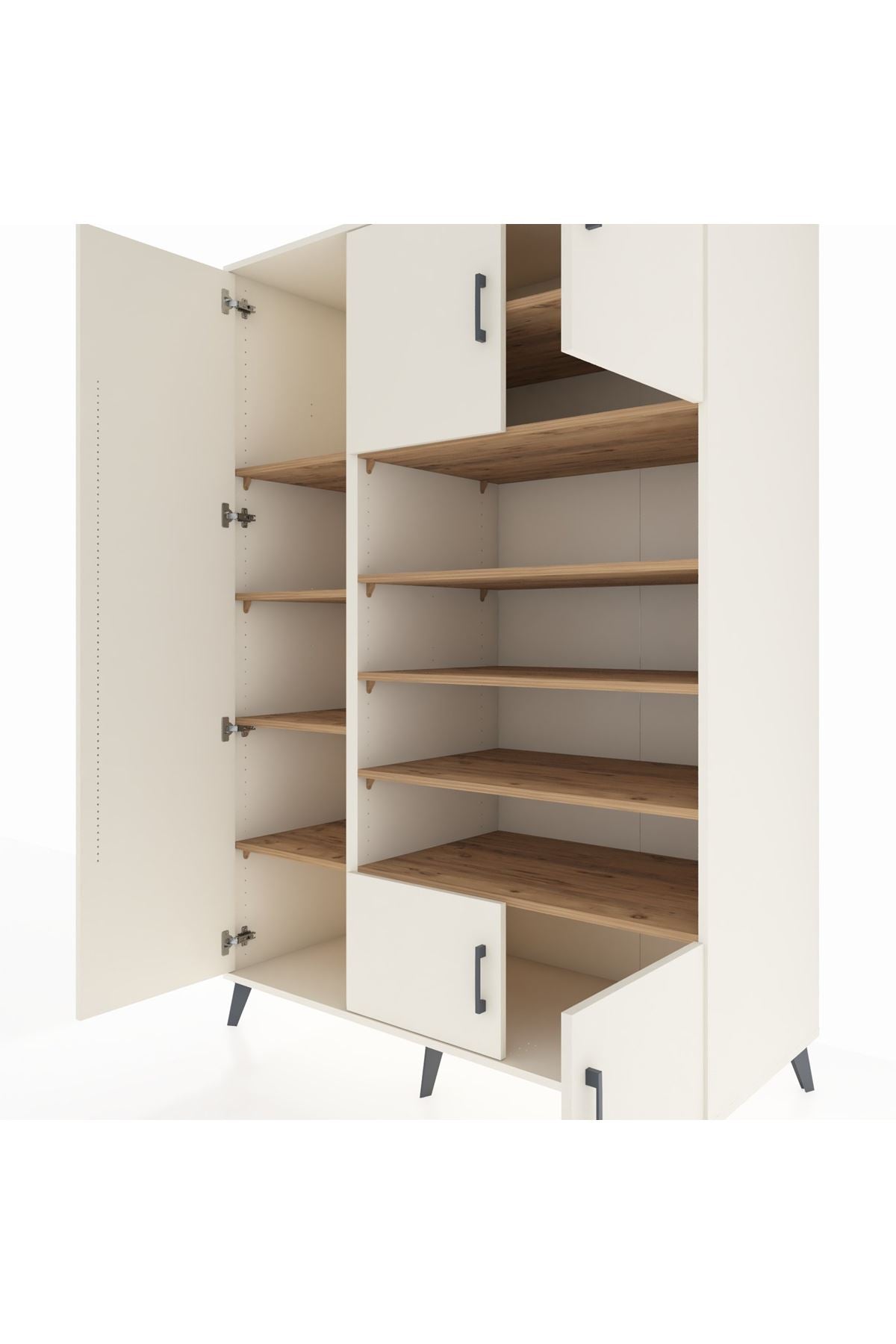 Kronos Dolap 10 Raflı 5 Kapaklı 132x59x195 Aytaşı-Aytaşı/Çam