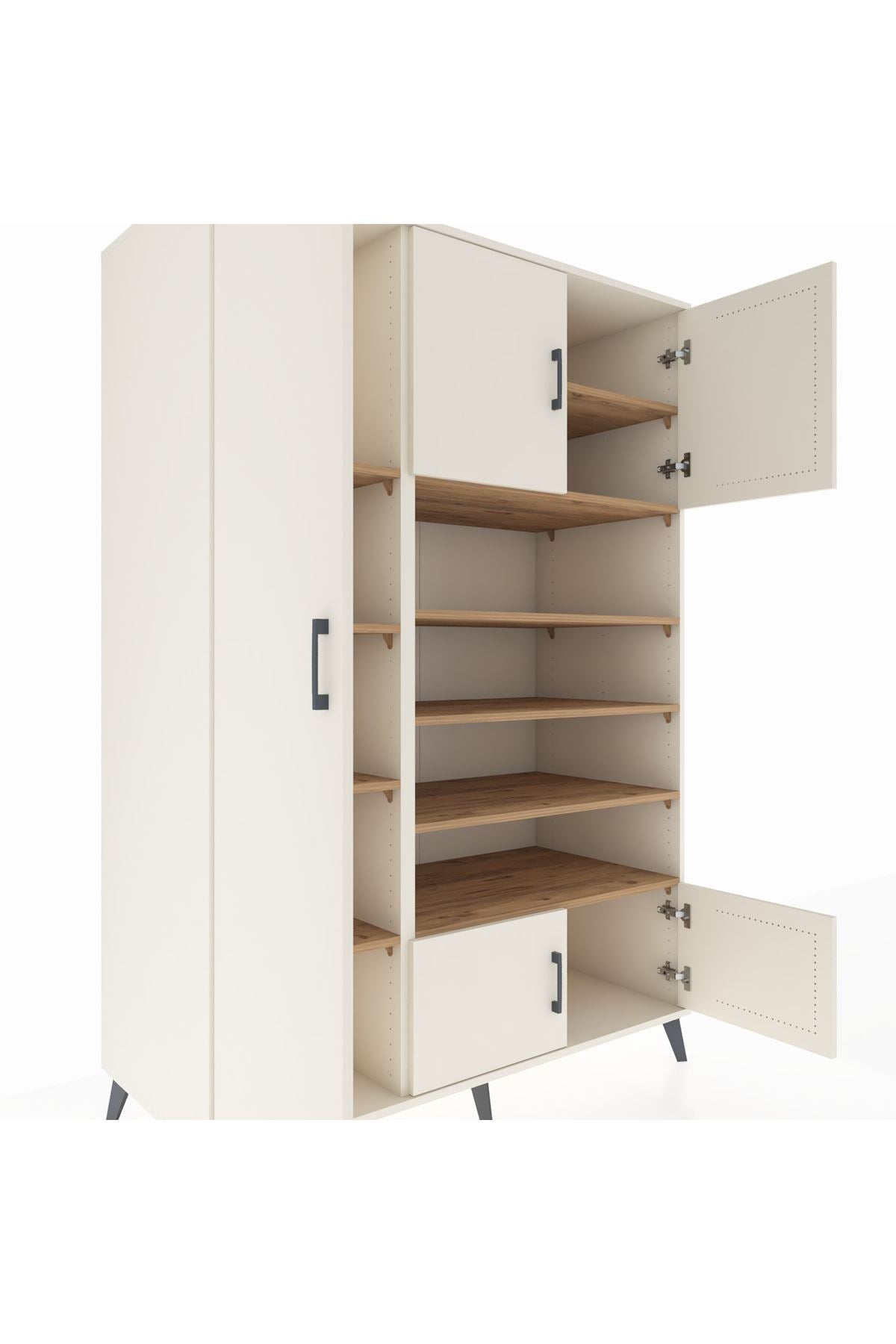 Kronos Dolap 10 Raflı 5 Kapaklı 132x59x195 Aytaşı-Aytaşı/Çam