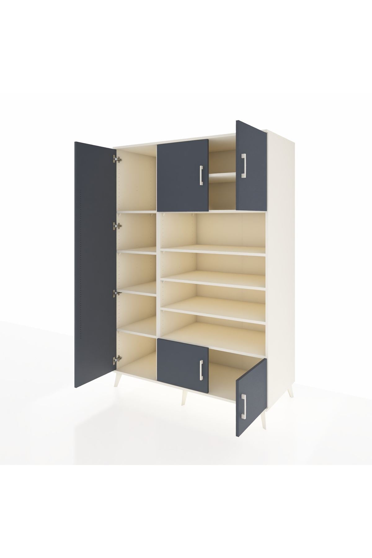 Kronos Dolap 10 Raflı 5 Kapaklı 132x59x195 Aytaşı-Antrasit/Aytaşı