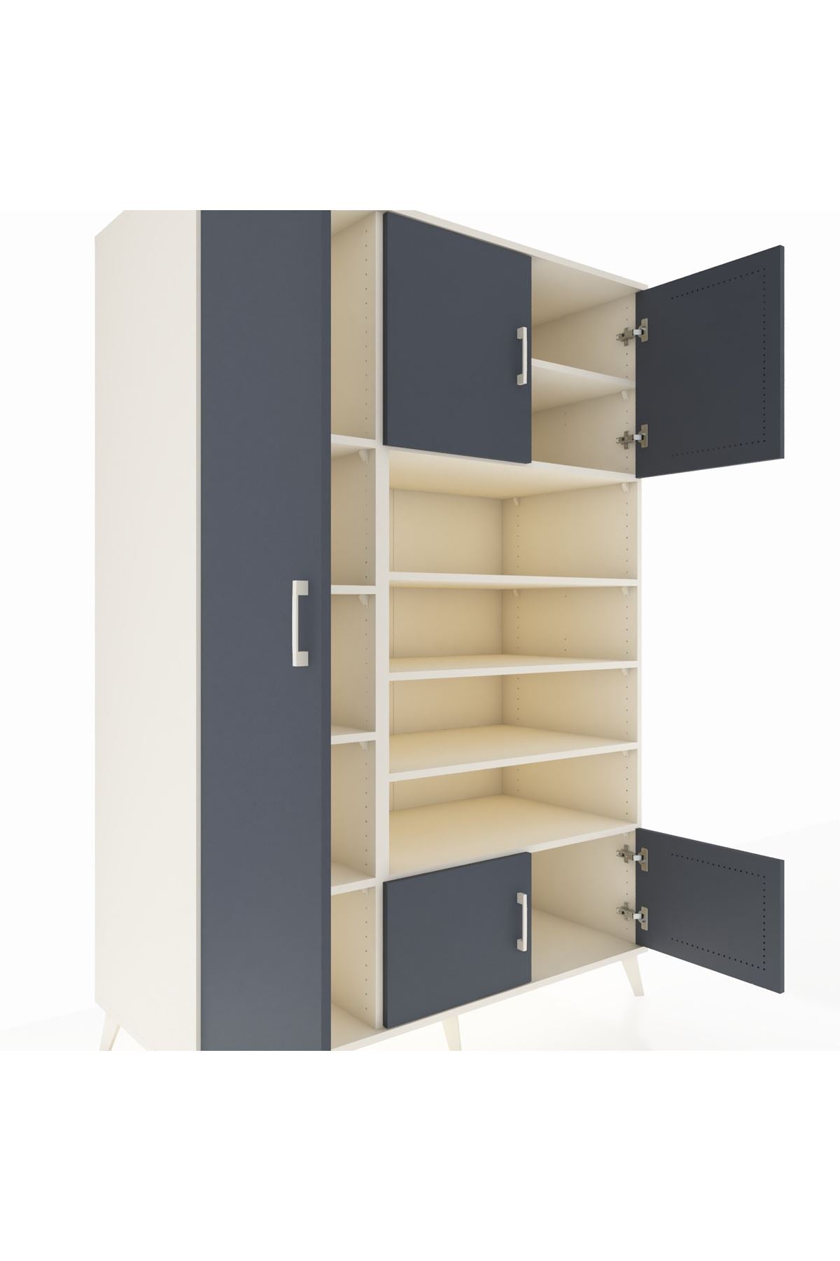 Kronos Dolap 10 Raflı 5 Kapaklı 132x59x195 Aytaşı-Antrasit/Aytaşı