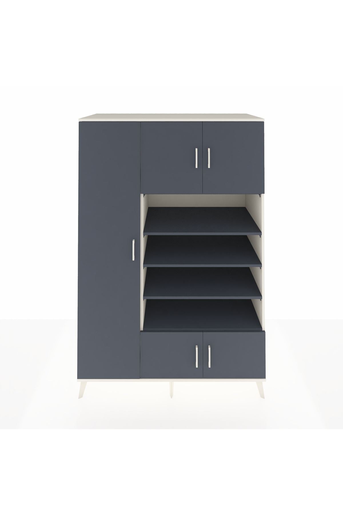 Kronos Dolap 10 Raflı 5 Kapaklı 132x59x195 Aytaşı-Antrasit/Antrasit