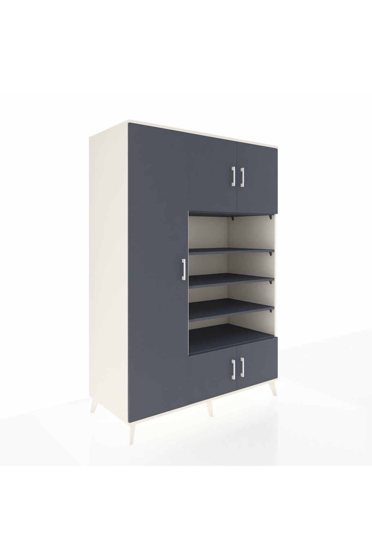 Kronos Dolap 10 Raflı 5 Kapaklı 132x59x195 Aytaşı-Antrasit/Antrasit