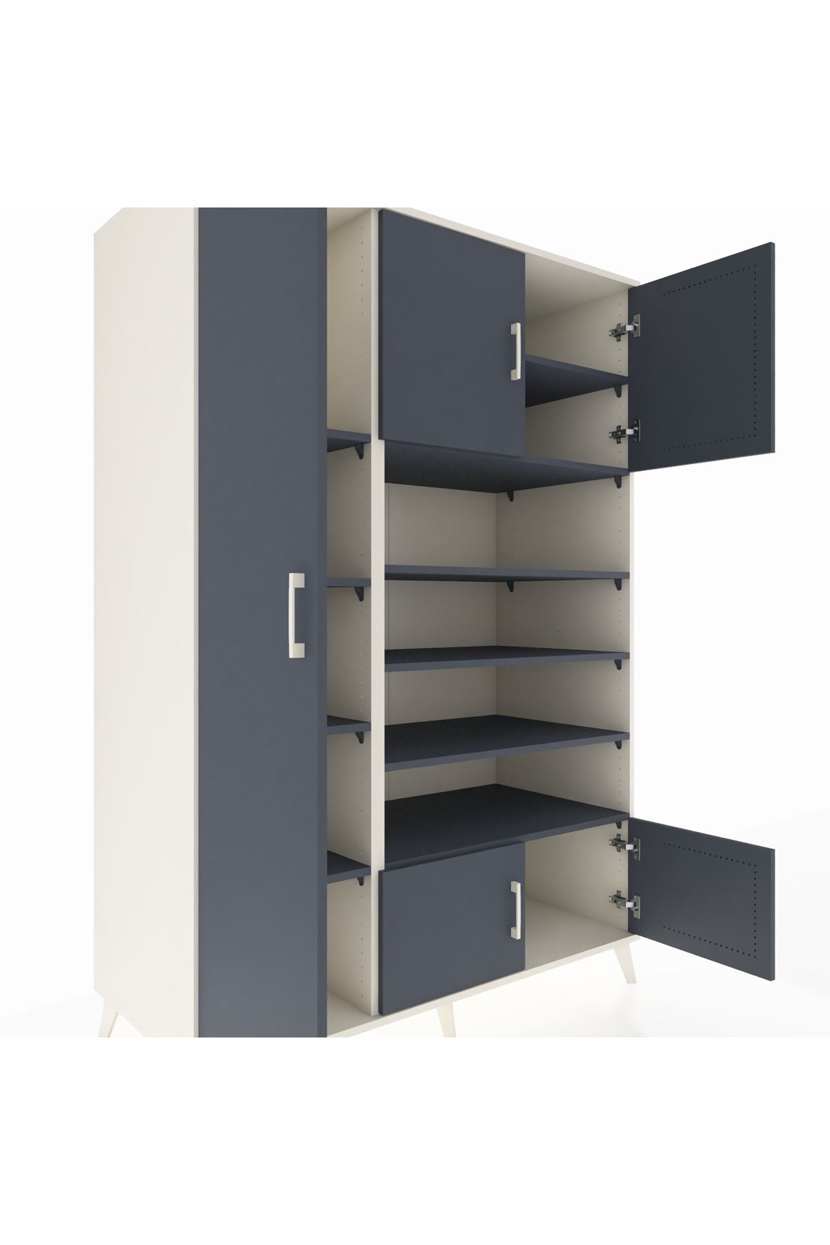 Kronos Dolap 10 Raflı 5 Kapaklı 132x59x195 Aytaşı-Antrasit/Antrasit