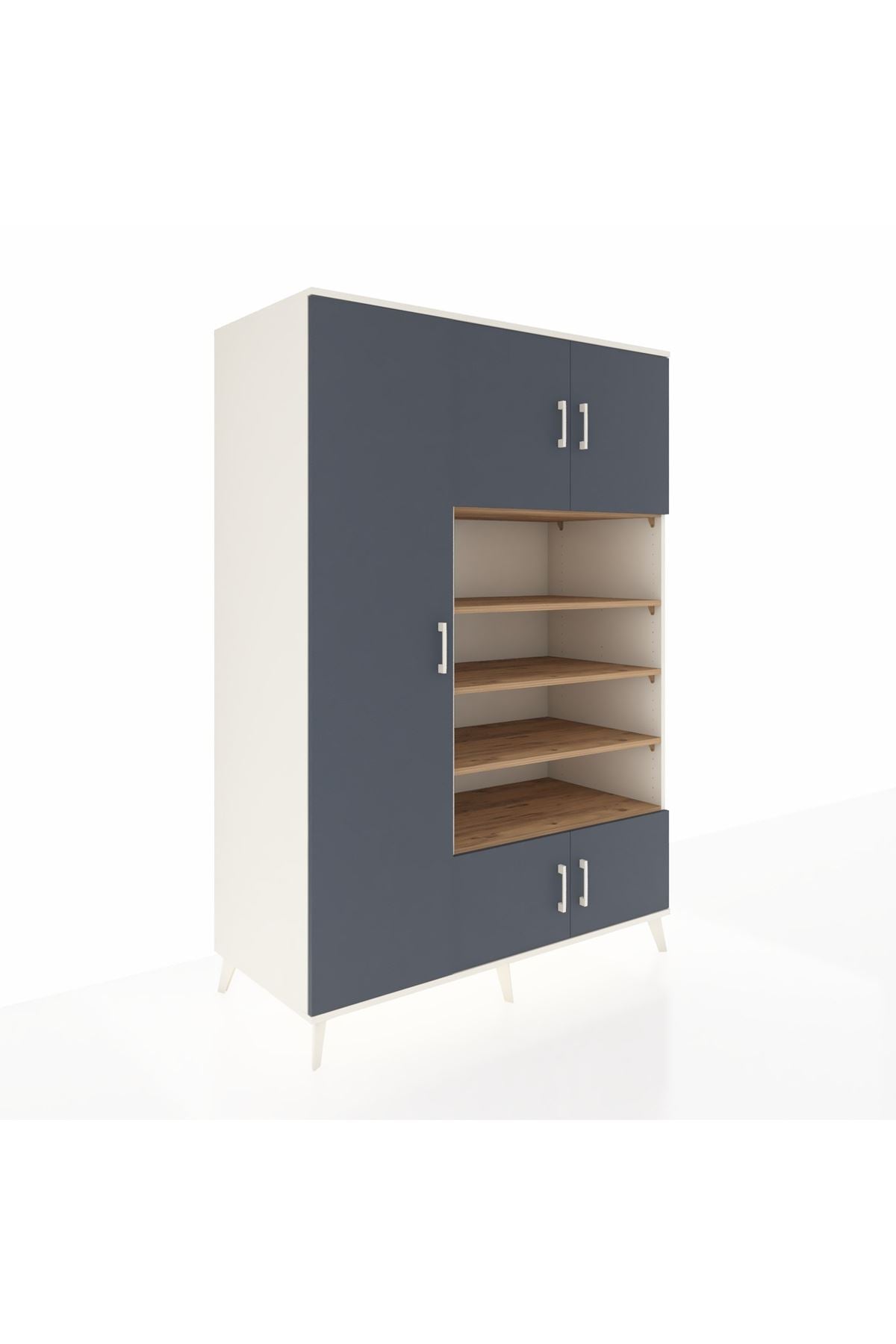 Kronos Dolap 10 Raflı 5 Kapaklı 132x59x195 Aytaşı-Antrasit/Çam