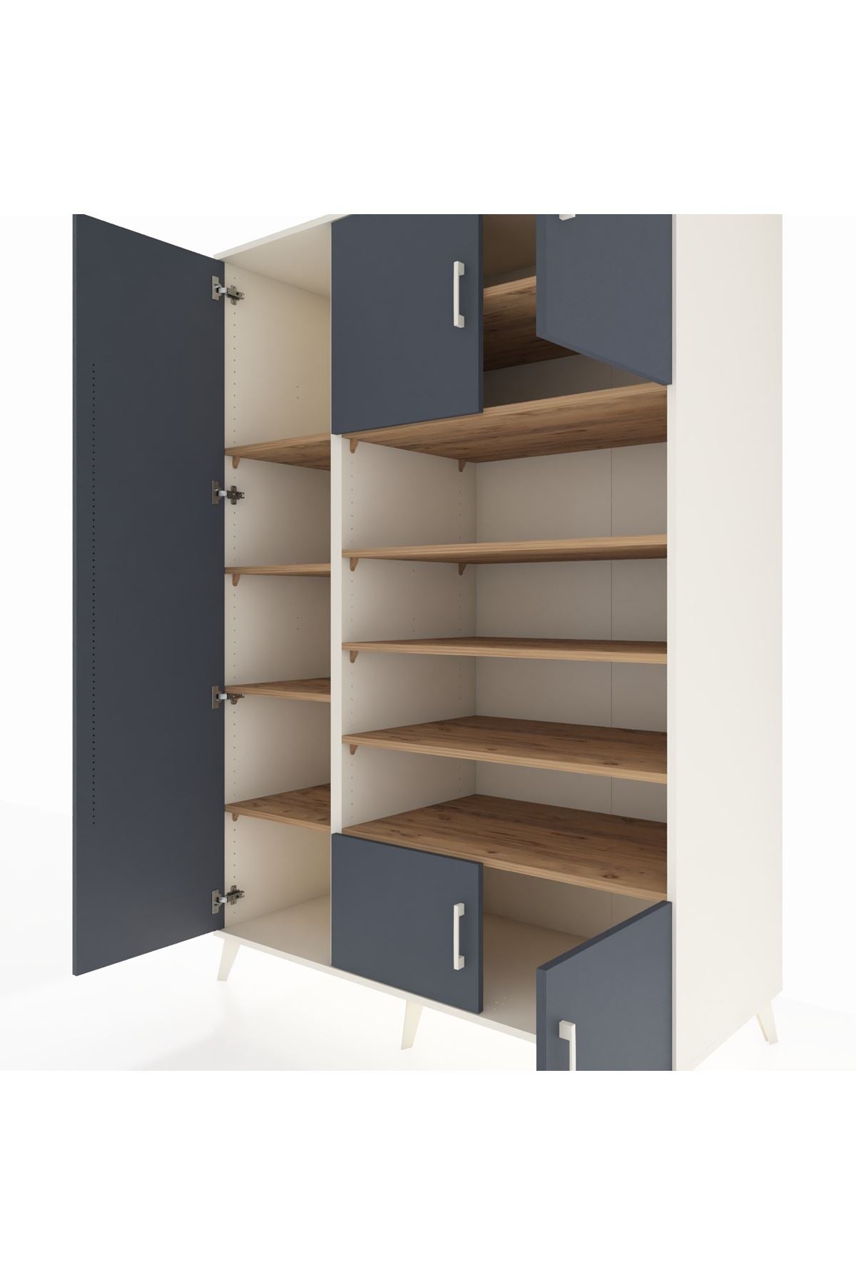 Kronos Dolap 10 Raflı 5 Kapaklı 132x59x195 Aytaşı-Antrasit/Çam