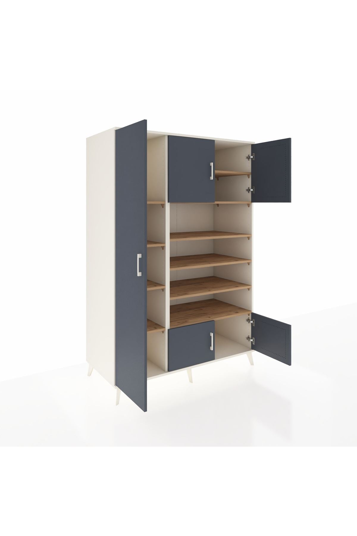 Kronos Dolap 10 Raflı 5 Kapaklı 132x59x195 Aytaşı-Antrasit/Çam