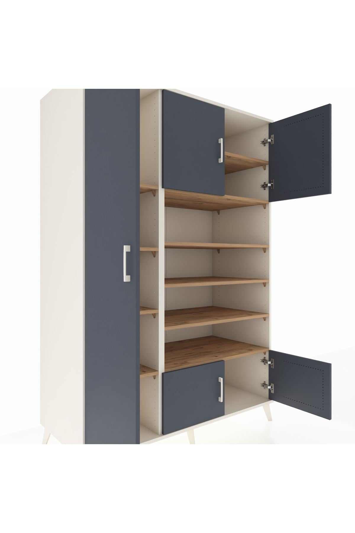 Kronos Dolap 10 Raflı 5 Kapaklı 132x59x195 Aytaşı-Antrasit/Çam