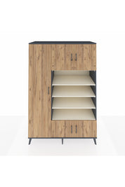 Kronos Dolap 10 Raflı 5 Kapaklı 132x59x195 Antrasit-Çam/Aytaşı