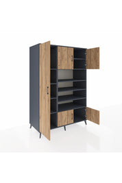 Kronos Dolap 10 Raflı 5 Kapaklı 132x59x195 Antrasit-Çam/Antrasit