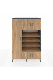 Kronos Dolap 10 Raflı 5 Kapaklı 132x59x195 Antrasit-Çam/Çam