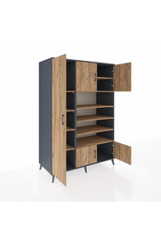 Kronos Dolap 10 Raflı 5 Kapaklı 132x59x195 Antrasit-Çam/Çam