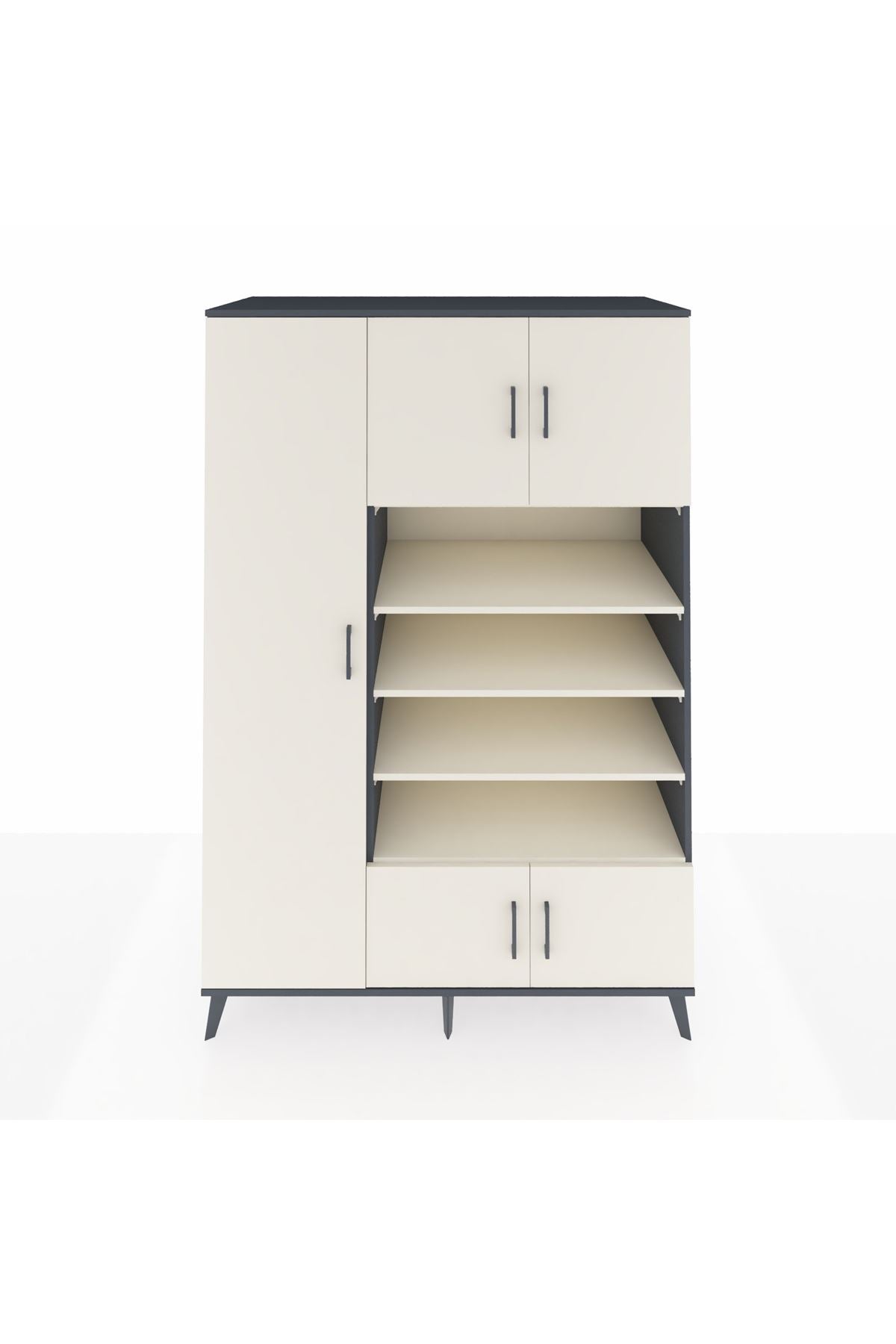 Kronos Dolap 10 Raflı 5 Kapaklı 132x59x195 Antrasit-Aytaşı/Aytaşı