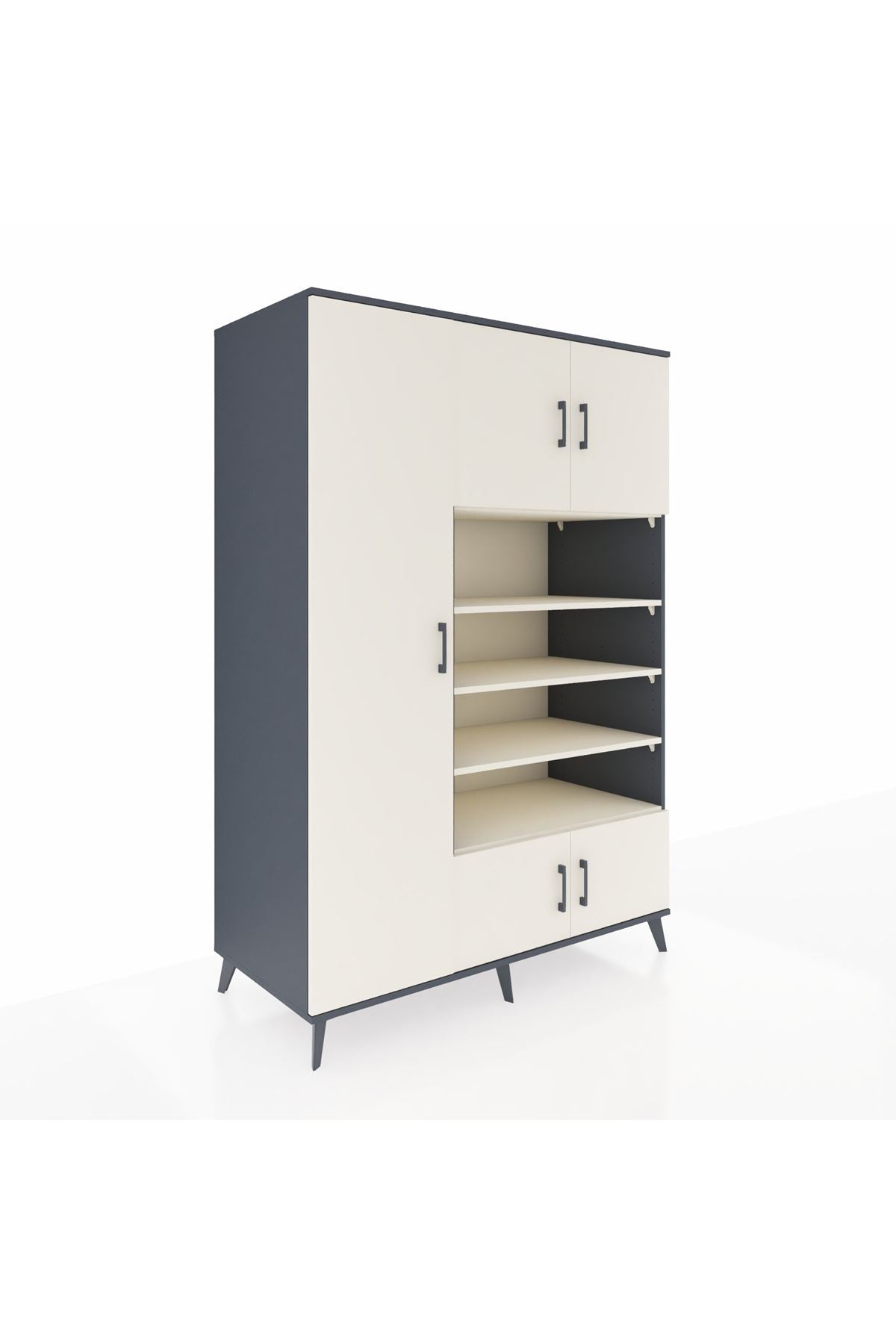 Kronos Dolap 10 Raflı 5 Kapaklı 132x59x195 Antrasit-Aytaşı/Aytaşı