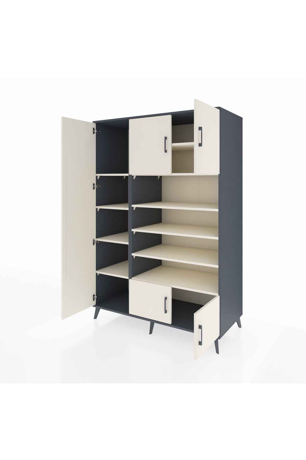 Kronos Dolap 10 Raflı 5 Kapaklı 132x59x195 Antrasit-Aytaşı/Aytaşı