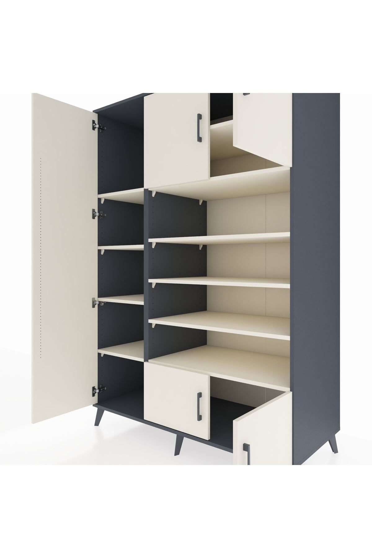 Kronos Dolap 10 Raflı 5 Kapaklı 132x59x195 Antrasit-Aytaşı/Aytaşı