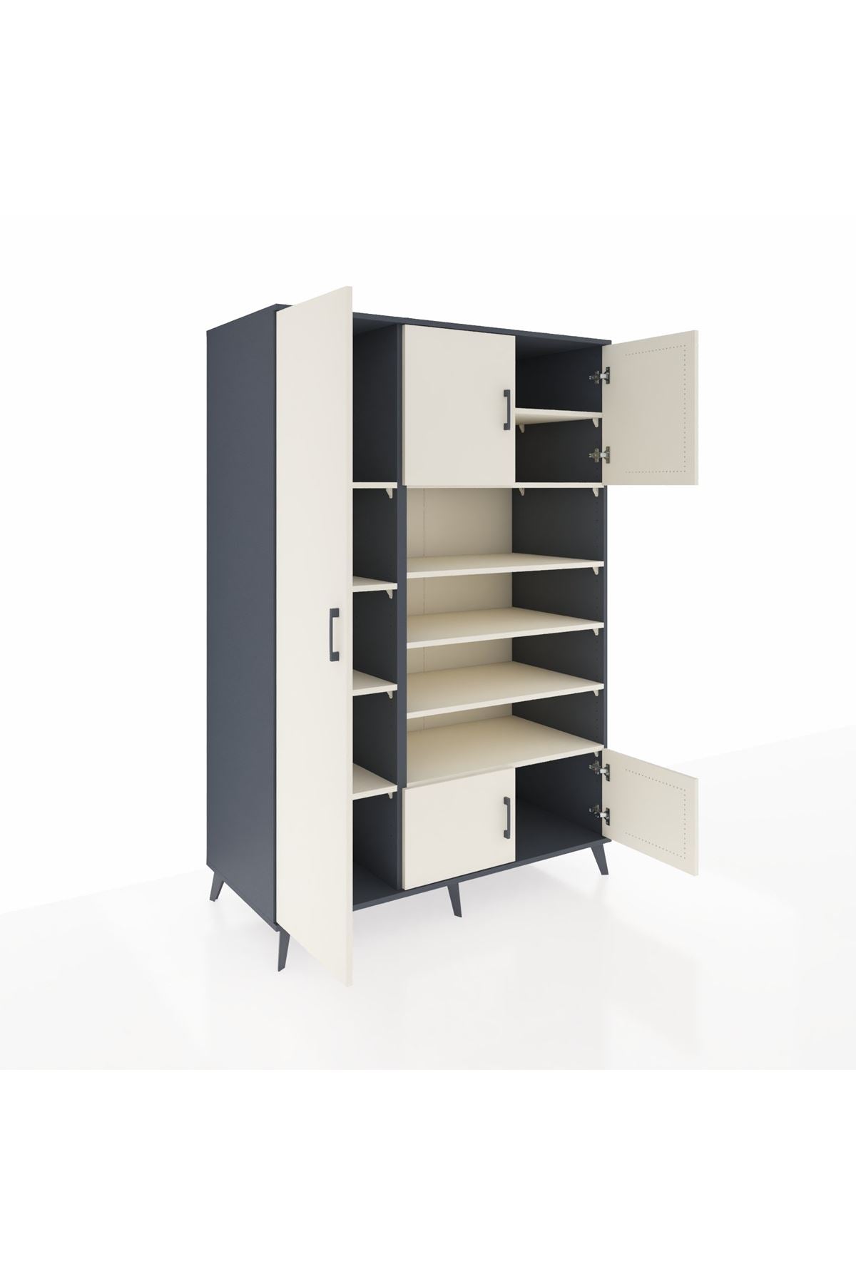 Kronos Dolap 10 Raflı 5 Kapaklı 132x59x195 Antrasit-Aytaşı/Aytaşı