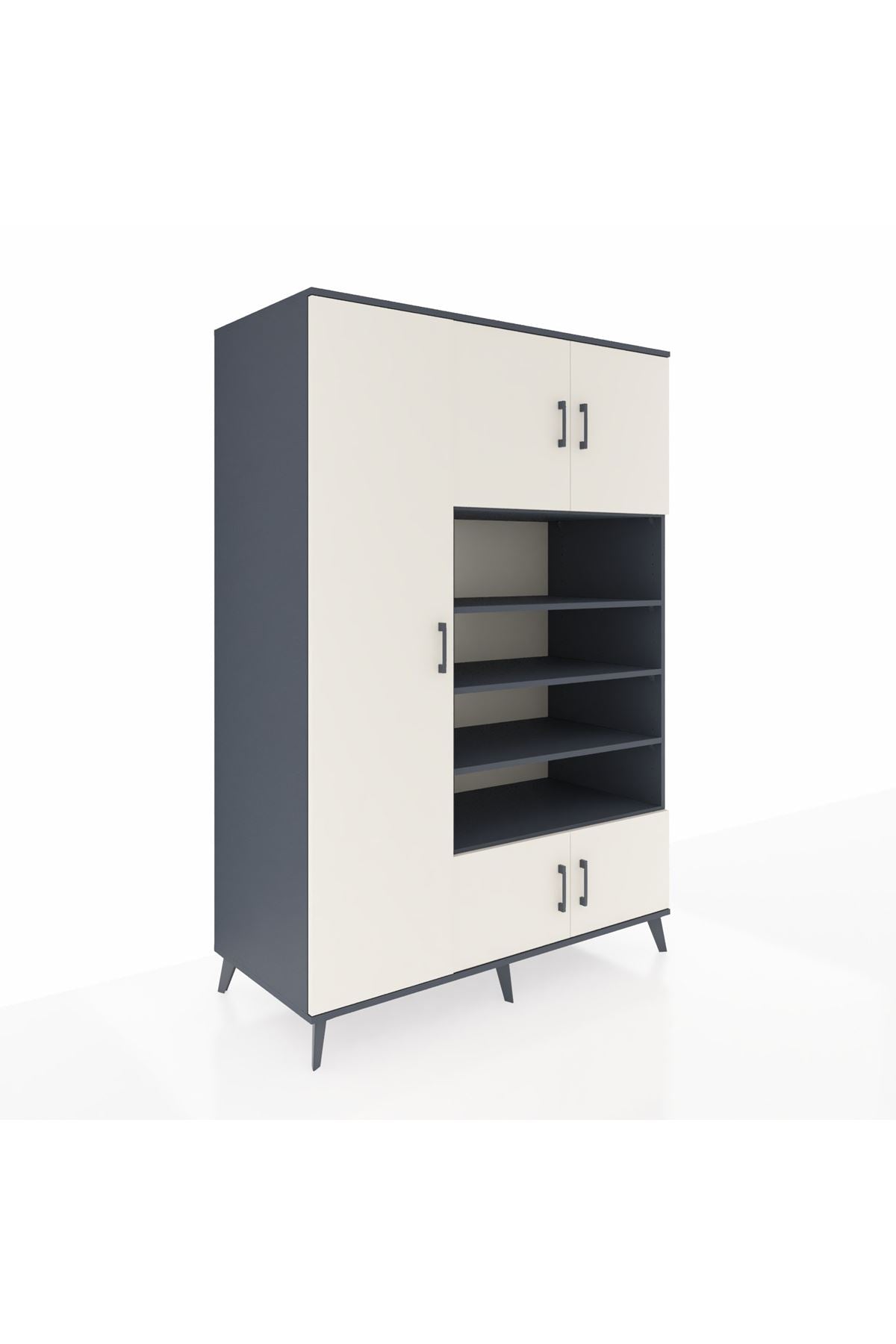 Kronos Dolap 10 Raflı 5 Kapaklı 132x59x195 Antrasit-Aytaşı/Antrasit