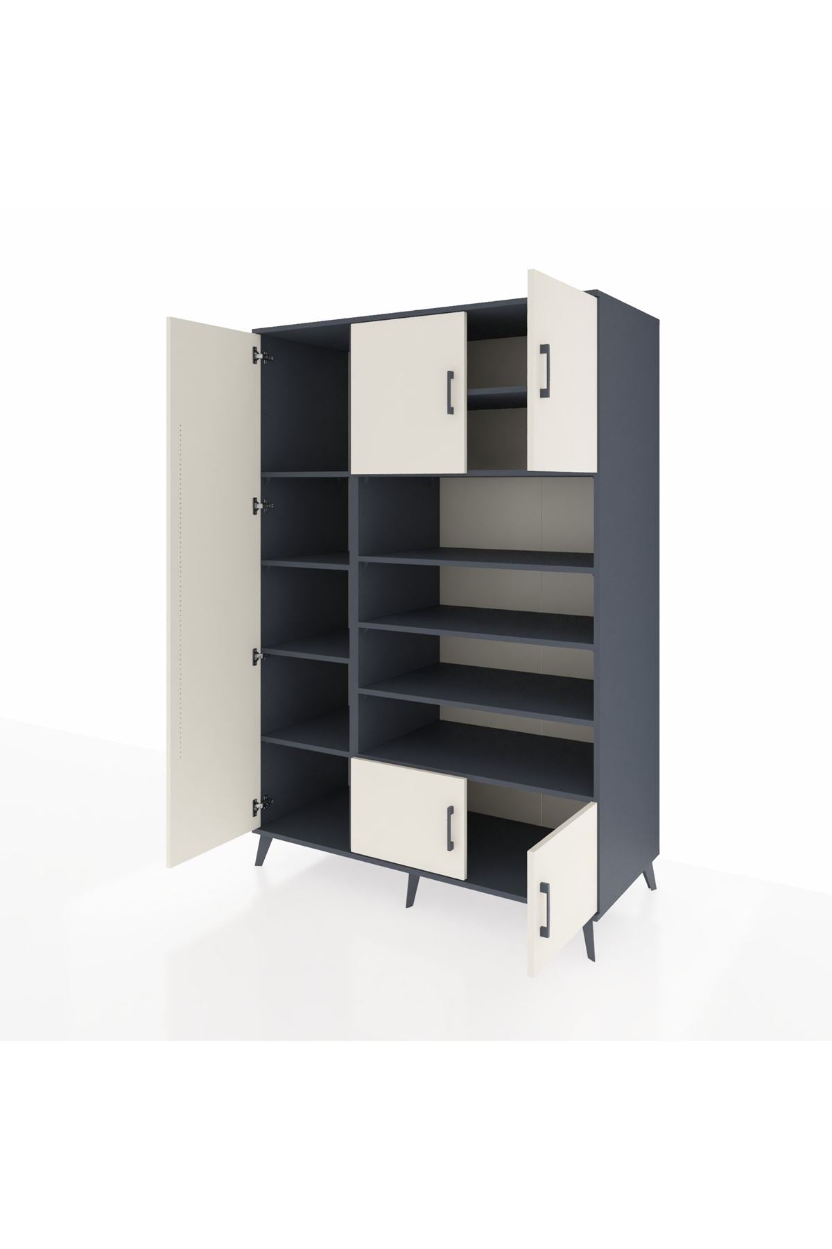 Kronos Dolap 10 Raflı 5 Kapaklı 132x59x195 Antrasit-Aytaşı/Antrasit