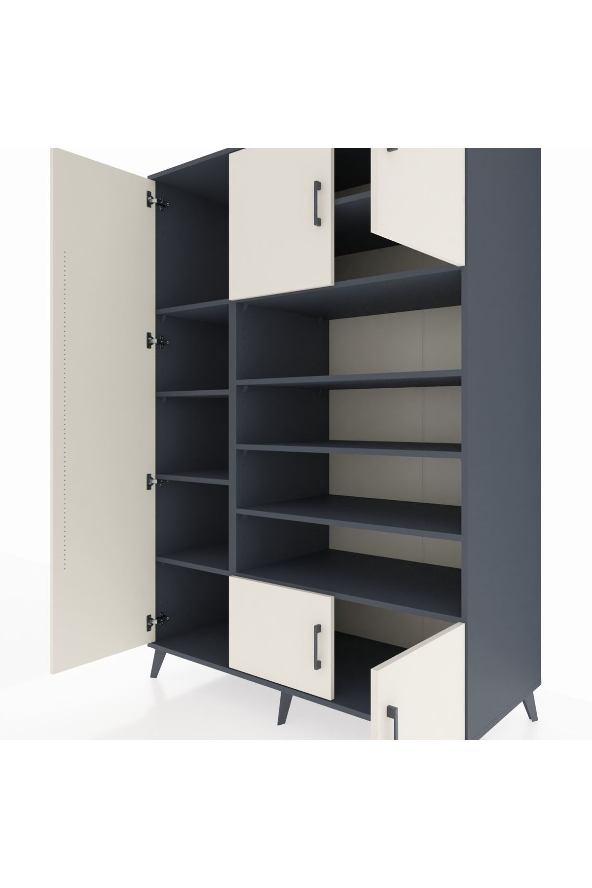 Kronos Dolap 10 Raflı 5 Kapaklı 132x59x195 Antrasit-Aytaşı/Antrasit