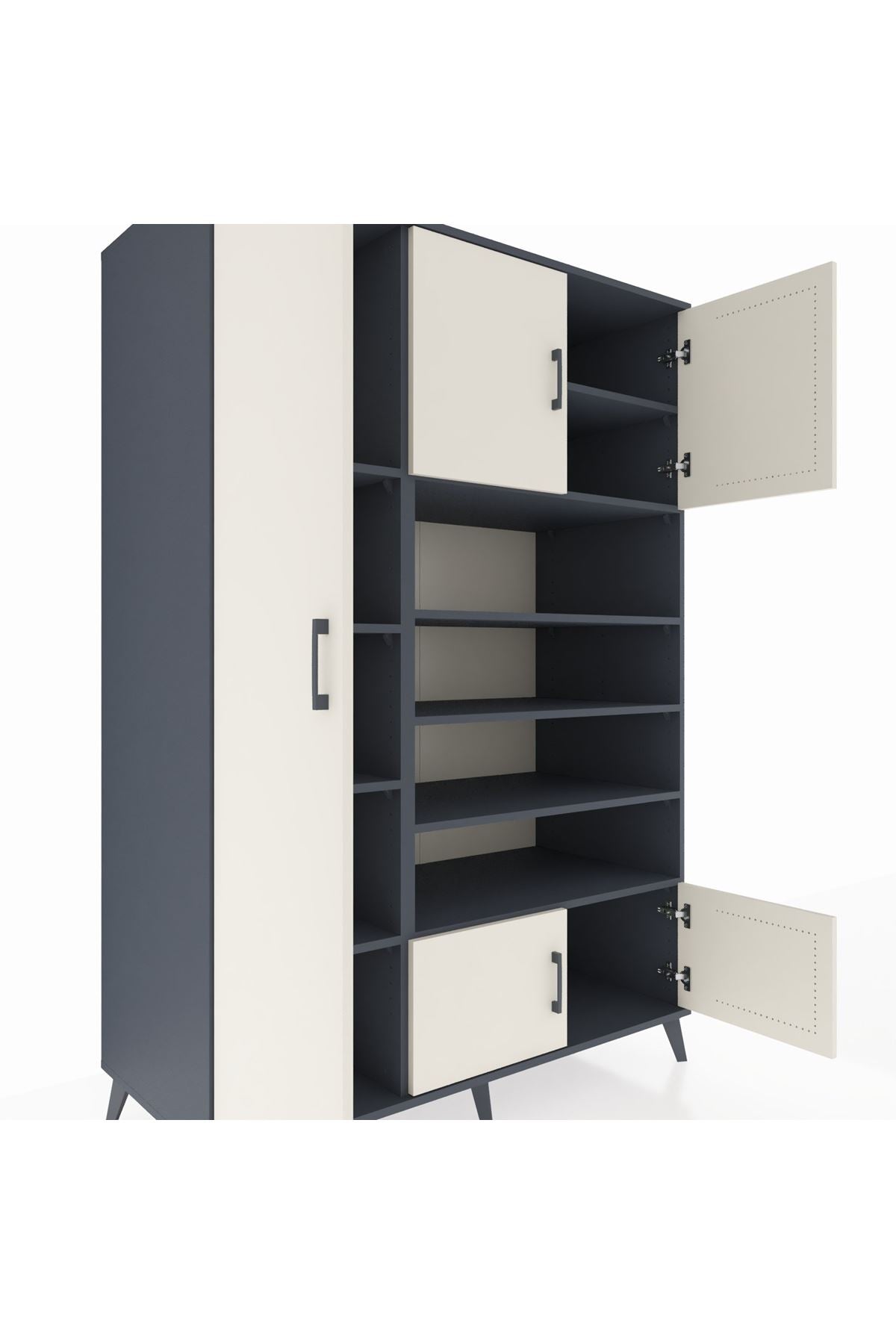 Kronos Dolap 10 Raflı 5 Kapaklı 132x59x195 Antrasit-Aytaşı/Antrasit