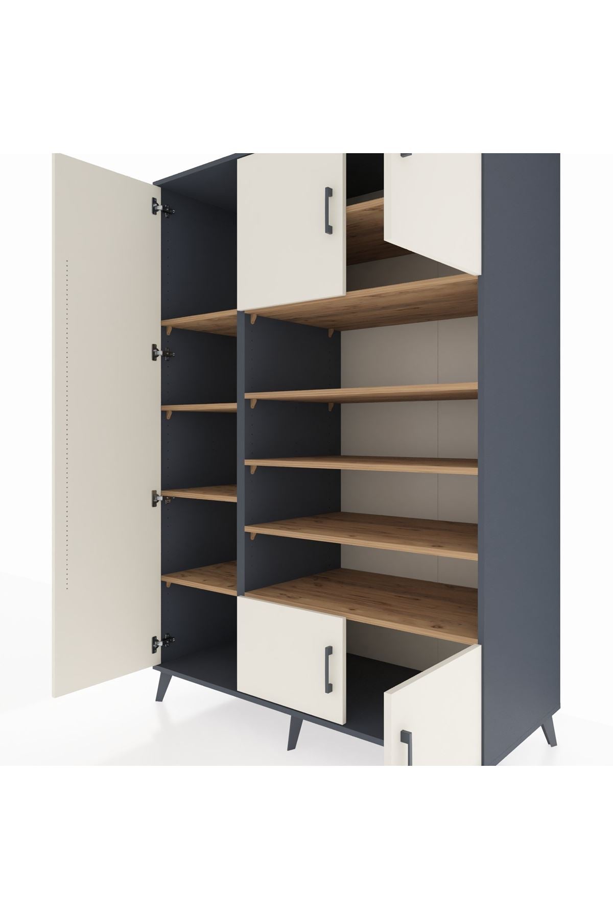 Kronos Dolap 10 Raflı 5 Kapaklı 132x59x195 Antrasit-Aytaşı/Çam