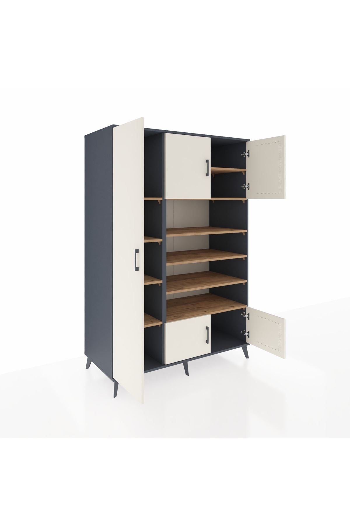 Kronos Dolap 10 Raflı 5 Kapaklı 132x59x195 Antrasit-Aytaşı/Çam