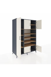 Kronos Dolap 10 Raflı 5 Kapaklı 132x59x195 Antrasit-Aytaşı/Çam