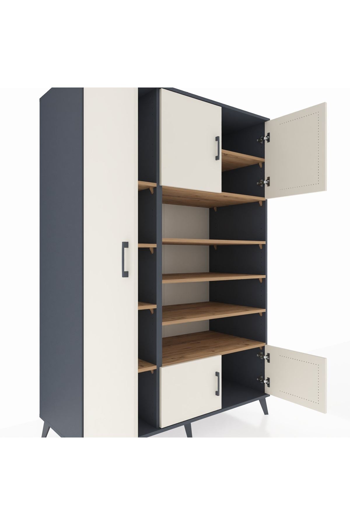 Kronos Dolap 10 Raflı 5 Kapaklı 132x59x195 Antrasit-Aytaşı/Çam